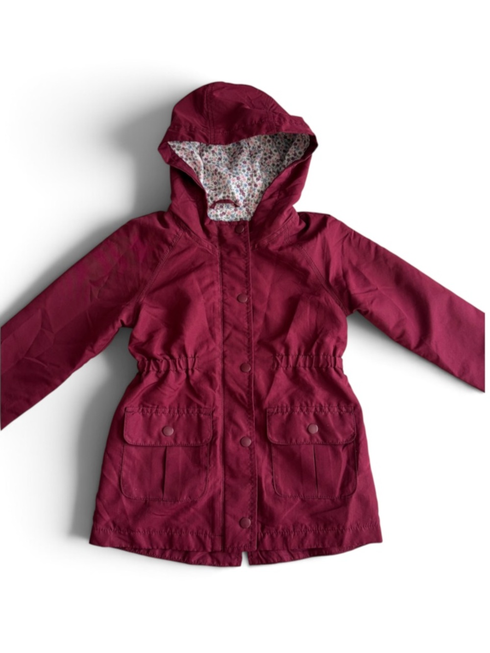 Old Navy 5T Hooded Utility Tech Jacket Burgundy Full Zip & Snap Button Closure